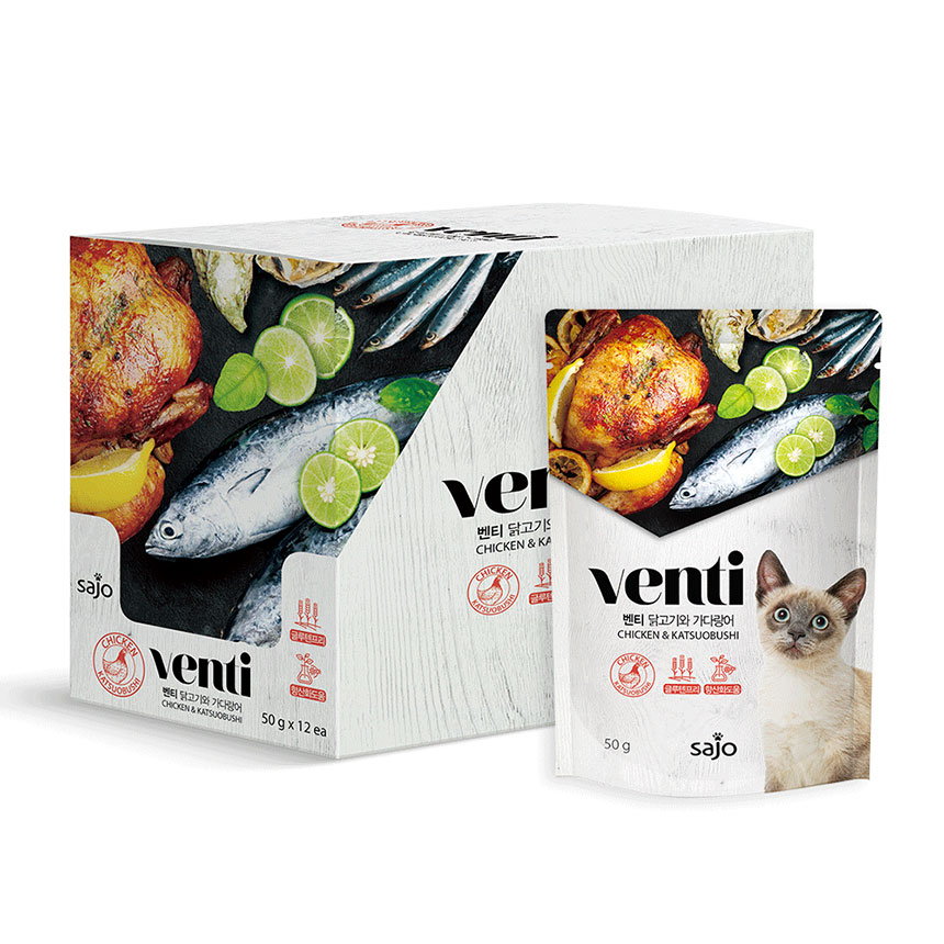 벤티캣 파우치 닭고기와 가다랑어 50g(12개입)
